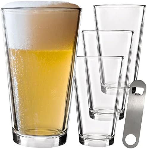 Мејнстрим Извор Класични Чаши За Пивце – 16оз Пинт Стакло Комплет Со Класичен Дизајн За Пиво, Маргарити, Газирани Пијалаци И Многу