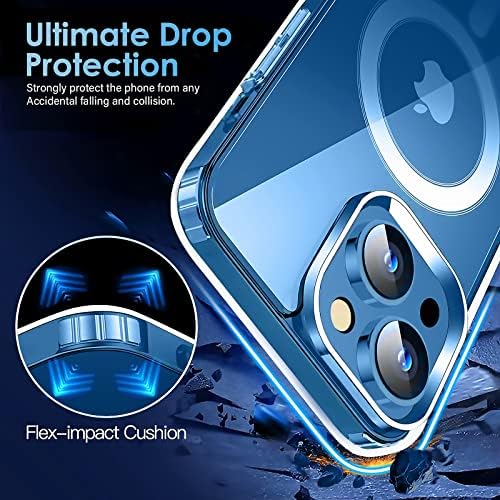 Bfdkit Magnetic Clear Phone Case, транспарентен случај за iPhone 13, телефонски случај за 13 совршена заштита за вашиот телефон, отпорен на капка и не е лесен за жолт, издржлив и убав