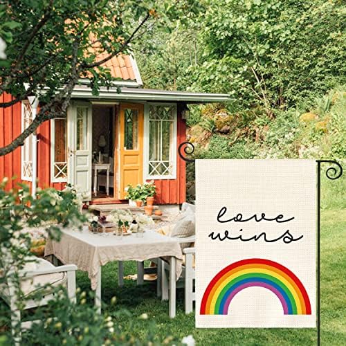 Avoin ColorLife Love Wins Виножито гордост градинарско знаме двострано надвор, геј лезбејски ЛГБТК заедница знаме Двор на отворено декорација