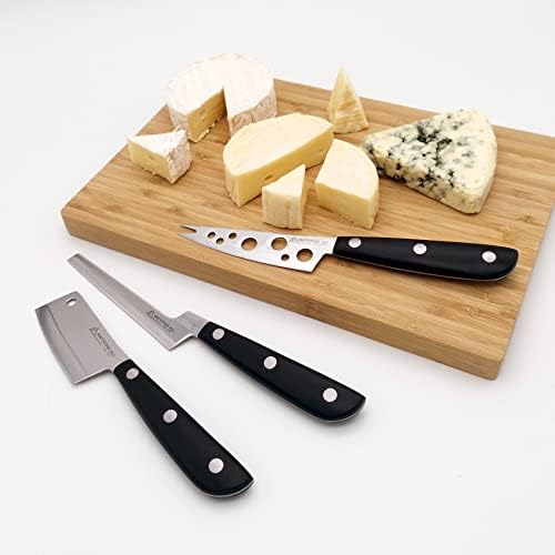Нож за сирење, сет за ножеви со сирење Матстоун - мек и полу -тврд сирење нож, нож со меко сирење, селектор од сирење, премија од не'рѓосувачки