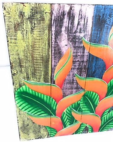 Тикимастер Хеликонија Цвет Сликарство На Дрво Штици 16 Х 16 Рустикален Ѕид Декор | зона04е