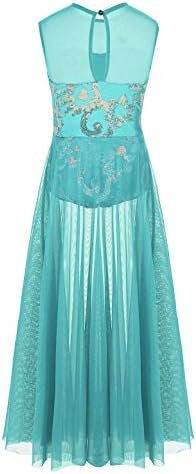 Лирскиот фустан на девојчето од шик, цветни секвенци, леотард со долги здолништа со преклопки