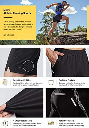 Атлио 2 пакет со активни шорцеви за вежбање, шорцеви за вежбање, брзо суво решетка, спортски атлетски шорцеви со џебови