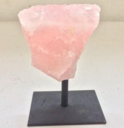 Рачно изработен Природен Розов Кварц На Метален Штанд Домашен Декор Акцент Кристален Камен од 4 до 5 инчи