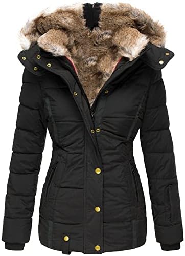 Зимска јакна женска јакна со качулка со качулка со џебови за влечење на топла женска гикна надолу