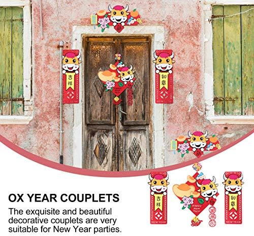 Декорација на домови од doitool Кинески спојки сет 2021 Зодијак вол Нова Година пролетен фестивал Кинески Чун Лијан Банер кинески кинески лик на врата прозорец Лунар Но?