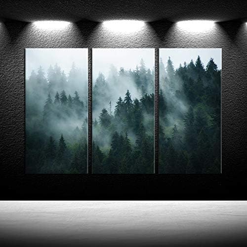 Јас знам Фото природен wallиден уметнички слики Фотографски уметнички дела Темно дрво Маглив пејзаж со ела шума во хипстер гроздобер ретро стил слики завиткани плат