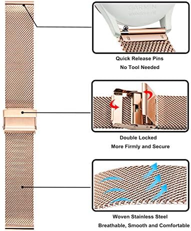 За GARMIN Vivomove HR / Vivoactive 3 Wotchband Жени Мажи, TRUMiRR Мрежа Ткаени Нерѓосувачки Челик Часовник Бенд Брзо Ослободување Ремен Нараквица