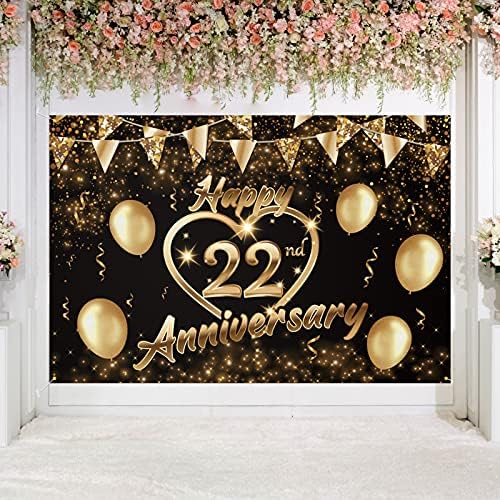 Среќна 85-годишнина Позадина Банер Декор Црно Злато - Сјајот Љубов Срце Среќен 85 Години Свадба Годишнината Тема Декорации За Жени Мажи Материјали