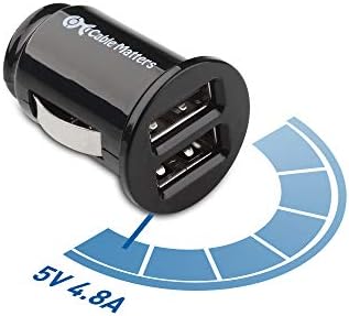 Кабелски работи 2-пакети 4.8A 24W Flush Mount Dual USB Car Charger, компактен мини автомобил USB полнач за паметни телефони и таблети