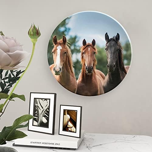 Три коњи Коска Кина Декоративна чинија Керамички плочи занает со приказ за украси за внатрешни работи