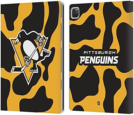 Дизајн на глава за глава официјално лиценциран NHL крава шема Питсбург пингвини кожа на паричник за паричникот на паричникот Компатибилен