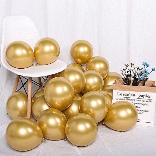 Златни Балони, 3 Различни Големини 77 Пакуваат Метални Златни Балони 12 Инчи, 5 Инчи, 10 Инчен Хром Златен Балон Лак За Роденден