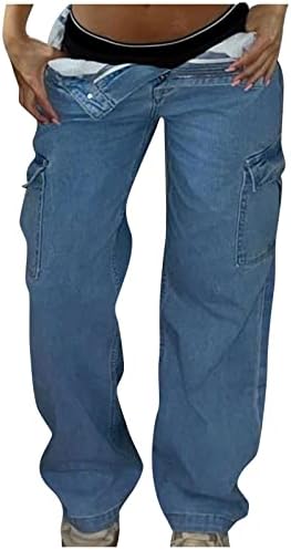 Женски карго панталони каросерија панталони, панталони со средно издигнување, копче надолу панталони, карирани права нога со џебови