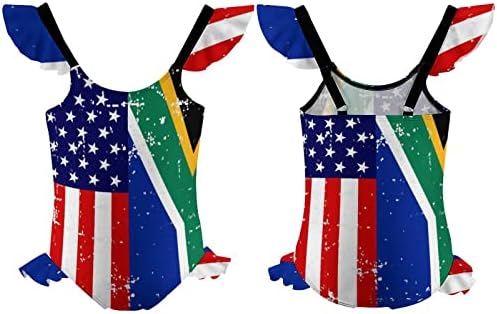 Американско јужноафриканско знаме за девојки за едно парче костими за капење прилагодливи ленти за капење Слатка плажа за пливање