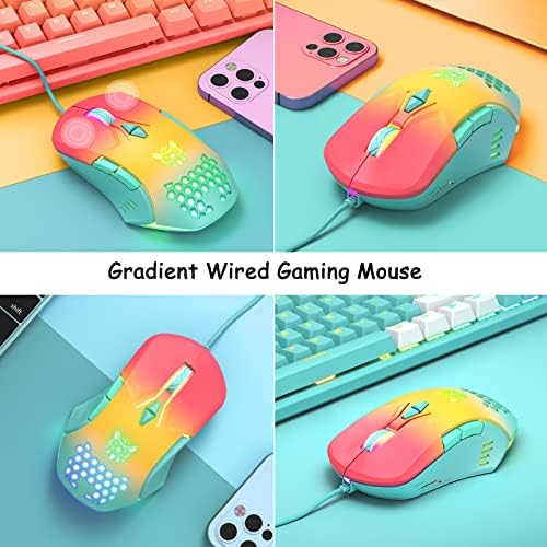 ЖИЧЕН Гејмерски Глушец, ГРАДИЕНТ 2.4 G USB Глушец СО Задно Осветлување RGB, Тивок Канцелариски Глушец Со Саќе Школка, 6 Прилагодлив