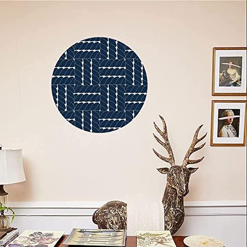 Плоча за керамички приказ на лигутари, морнарица сина декор керамика висечка декоративна плоча, геометриски мотиви на јажето за јаже