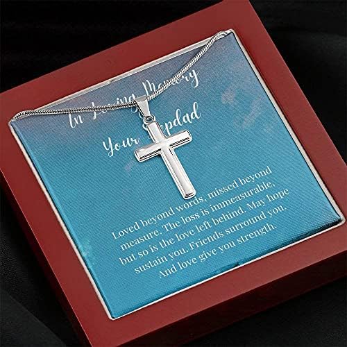 Накит за картички за пораки, рачно изработен ѓердан- Персонализиран крст за подароци, во memoryубовна меморија на вашиот маќеа, спомен-подароци