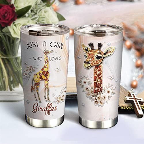 64HYDRO 20oz Giraffe подароци за loversубители на жирафа, подароци за Денот на вinesубените за неа, уникатни подароци за роденден за жени, печатена накит девојка која сака чаша од