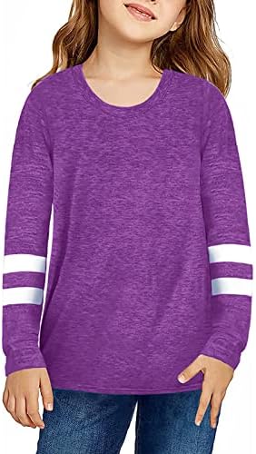 Врвови за џемпери за деца девојчиња блуза екипаж мека лента пуловер со долги ракави обични тунични маици за џемпери за девојки