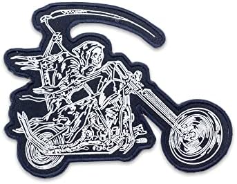 Reaper Riding Motorcycle Patch Нова јакна велосипед извезено железо на закрпи со големина 9,25 ”x 6,75” инчи