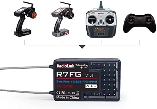 Xiangtat radiolink 2.4Ghz R7FG 7 канали Gyro Receiver со напон телеметрија контрола на долг дострел, вода-Splash RX за RC Crawler