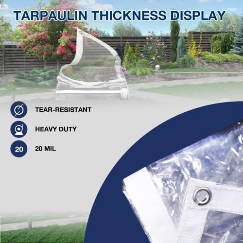 Ezcasch Clear Tarp 7.5x11,5 ft, 20 mil Clear vinyl PVC tarp водоотпорен тарпаулин транспарентен ПВЦ тарпс мала покривка пластични листови