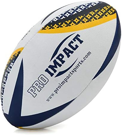 Pro Impact Match Rugby Ball - Професионална оценка топка, тешка и издржлива - идеална за долги натпревари и големина на игра 5 разновидни бои