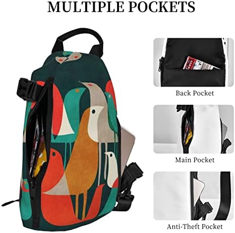Стадо птици печатени прашка крстосници ранец рамо торба за прашка за мажи, за патувања за одење на отворено