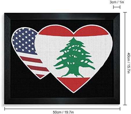 Либан во САД знаме срце 5д DIY вежба Дијамант за сликарство комплети Кристал вез во wallид, врамена уметност за декорација