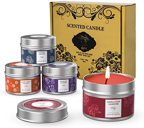 Миризливи свеќи Подароци за жени, KFT ароматераписки свеќи за домашни миризливи, 4 пакувања 4,6 мл со голема големина на миризливи