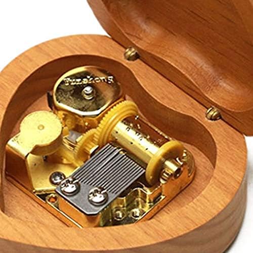 Механичка музичка кутија XJJZS, рачно изработена дрвена музичка кутија, роденденски подарок за роденденско срце природно договорено