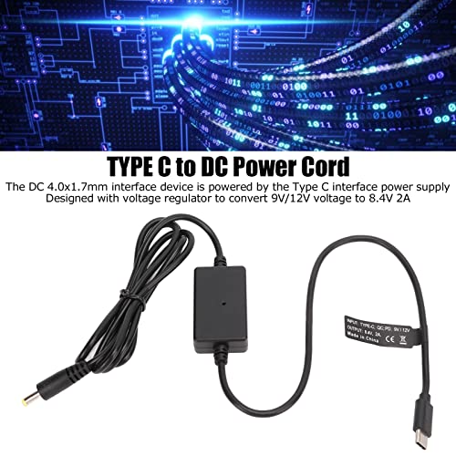Cable Sanpyl USB C до DC 8.4V кабел за напојување, должина од 1,36м 9V 12V тип C до DC 8.4V 2A Прилагодлива USB жица за напојување,