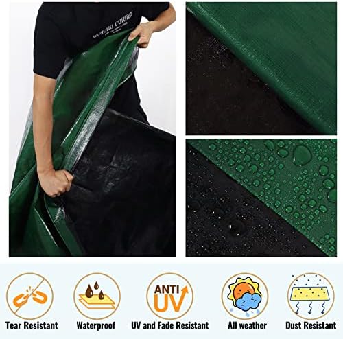 Tidewin tarpguard Водоотпорен Тарп зелена/црна 6х8 - 10 милји дебела средна тешка тарпска тарпс за покривање на дожд на отворено, издржлив