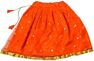 Традиција Индија Златна брокада и портокалова мрежа без ракави лехенга холи сет, дизајнер Пату Павадаи, Детска етничка облека