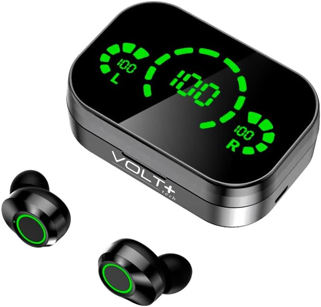Волт плус Техника безжична V5.3 LED Pro Earbuds компатибилни со вашиот HTC One IPX3 Bluetooth вода и намалување на шумата/намалување на бучавата