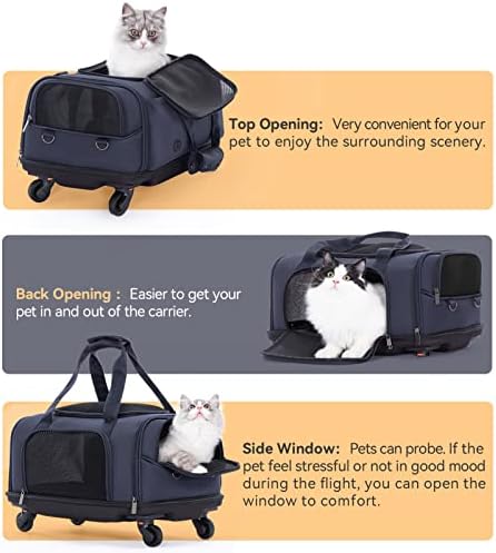 Авиокомпанија одобрена носач на кучиња надграден анти-колапс дно и преносен дизајн на ленти за рака, погодни за мали кучиња/мачки лесно патување по должина, носач н