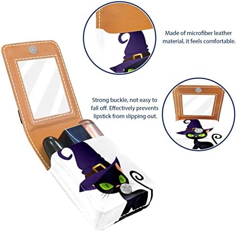 Кутија За Кармин Со Огледало Црна Мачка Со Капа Држач За Сјај За Усни За Печатење Преносна Кутија За Складирање Кармин Торба За Шминка За Патување