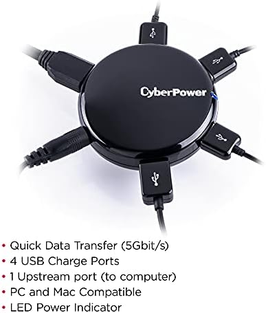 CYBERPOWER CPH430PB 4 Порт USB 3.0 Суперспеед Центар-Црна