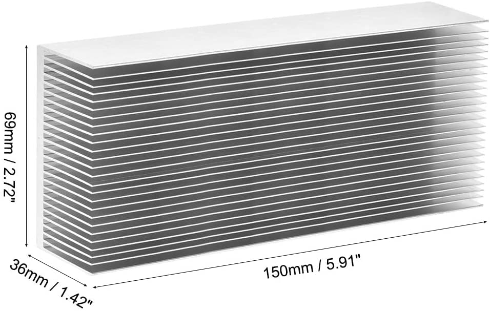 Татоко алуминиумски топлински радијатор за ладење на ладење 150мм x69mm x36mm сребрен тон