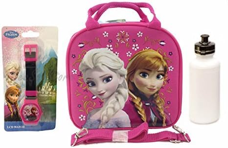 Mirage Disney Frozen Elsa Box Box Tagh W/ Remain Strap + Шише со вода - розова