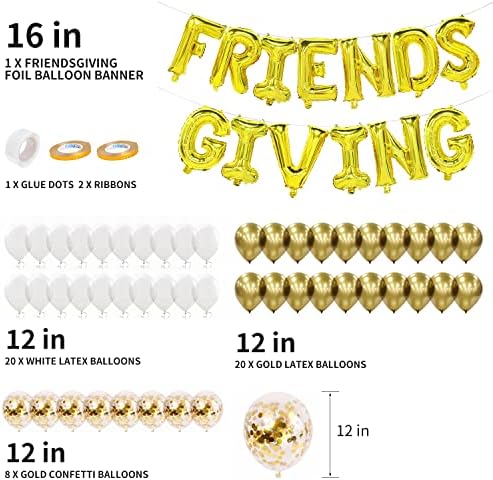YXSS 64 Еез Украси За Денот На Благодарноста За Дома Со Пријателидодавање Златна Фолија Букви Балони Бели И Златни Балони поставете Златни Конфети