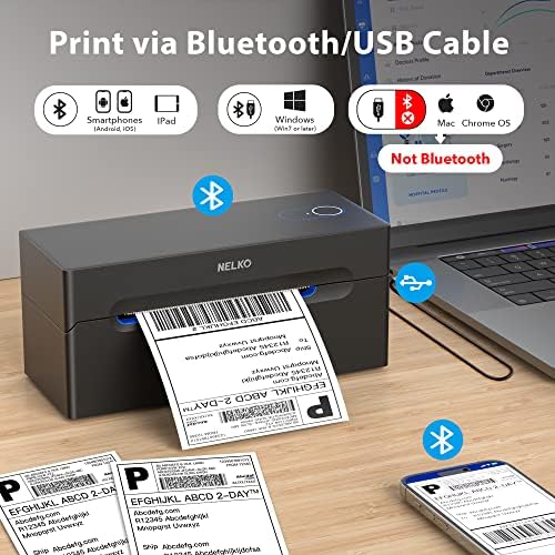 Нелко Bluetooth Термички Превозот Етикета Печатач, безжичен 4x6 Превозот Етикета Печатач За Мал Бизнис, Поддршка Андроид, iPhone