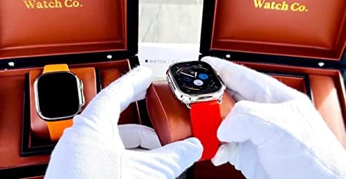 Прилагодено дијамант полиран 49мм iwatch ултра со црвена гумена лента за бретлинг