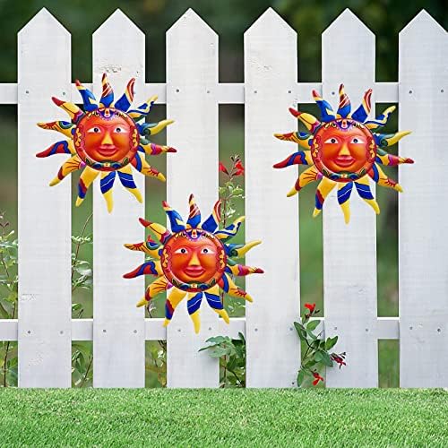 Метална метална сончева wallидна уметност, 12,7 инчи метална сончева wallидна уметност декор виси за внатрешна домашна градина