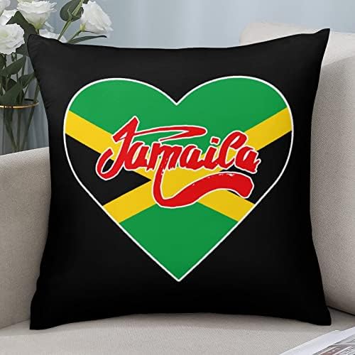 Јамајка Знаме Срце Фрли Навлаки За Перници Со Патент Квадратни Перници Заштитник За Кревет Софа Дневна Соба