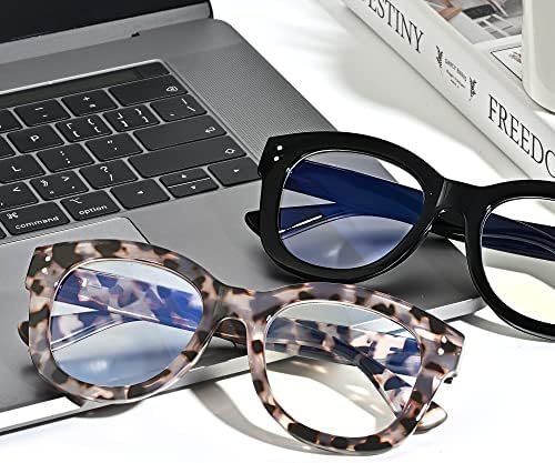 Очила за очи 2 пакувања со преголеми очила за читање за жени со сина светлина блокирање на очила за очила за модни пролетни шарки читатели