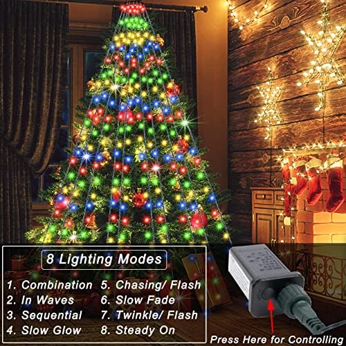 Светла за новогодишни елки, 6,6ft 10 нишки на отворено Божиќни светла 8 режими, 200 со водоотпорна водоотпорна бајка светла, се приклучуваат