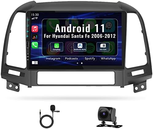 Автомобил Стерео За Хјундаи Санта Фе 2006-2012 Радио, Андроид 11 Главата Единица Со Apple Carplay Android Авто, 9 Екран На Допир Автомобил Радио Со BLUETOOTH FM/RDS HIFI EQ GPS WiFi Огледало Линк+?
