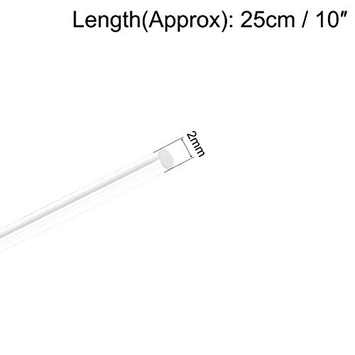 Акрилна тркалезна шипка Uxcell, 2мм 5/64 инчи дијамантска должина, транспарентна чиста пластична тркалезна шипка, цврста PMMA лента